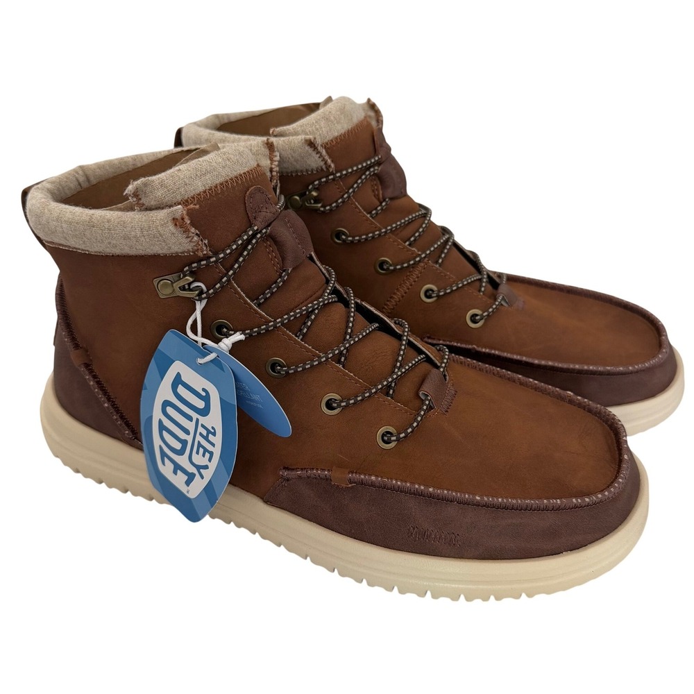 Hey Dude Bradley Classic Tumbled Cognac Multi Water Repellent Boots Mens 12 NEW